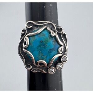 Vintage Sterling Silver Southwestern Turquoise Gemstone Ring Size:‎ 6.5  Israel